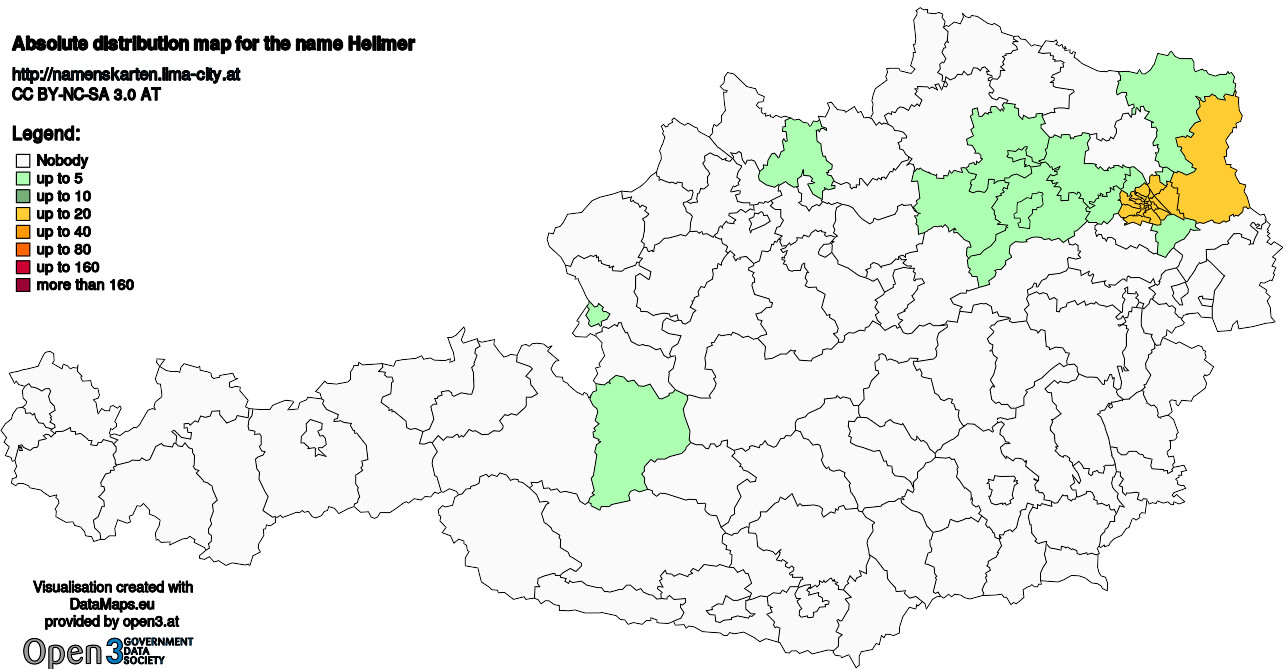 Absolute Distribution maps for surname Hellmer