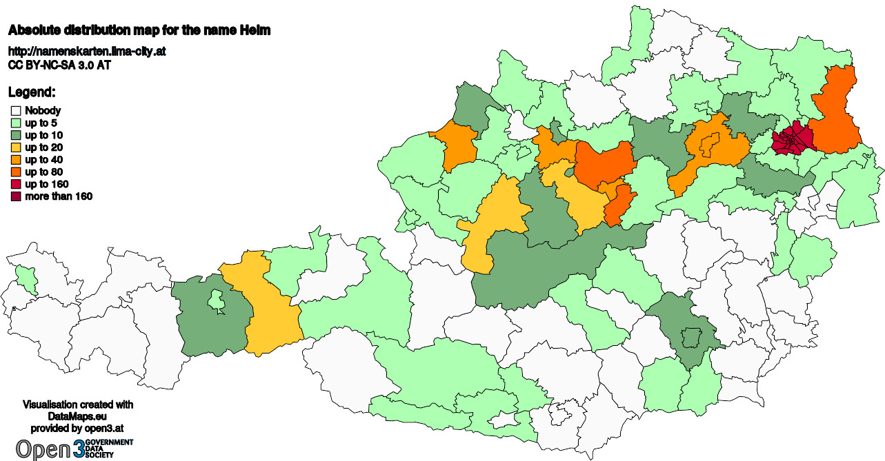 Absolute Distribution maps for surname Helm