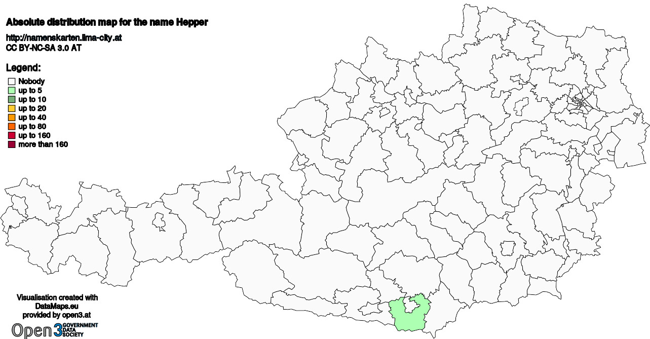 Absolute Distribution maps for surname Hepper