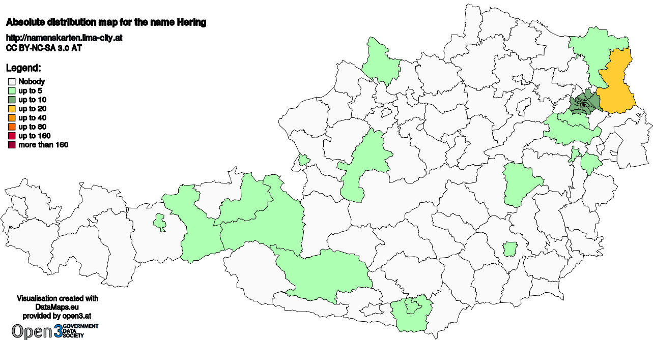 Absolute Distribution maps for surname Hering