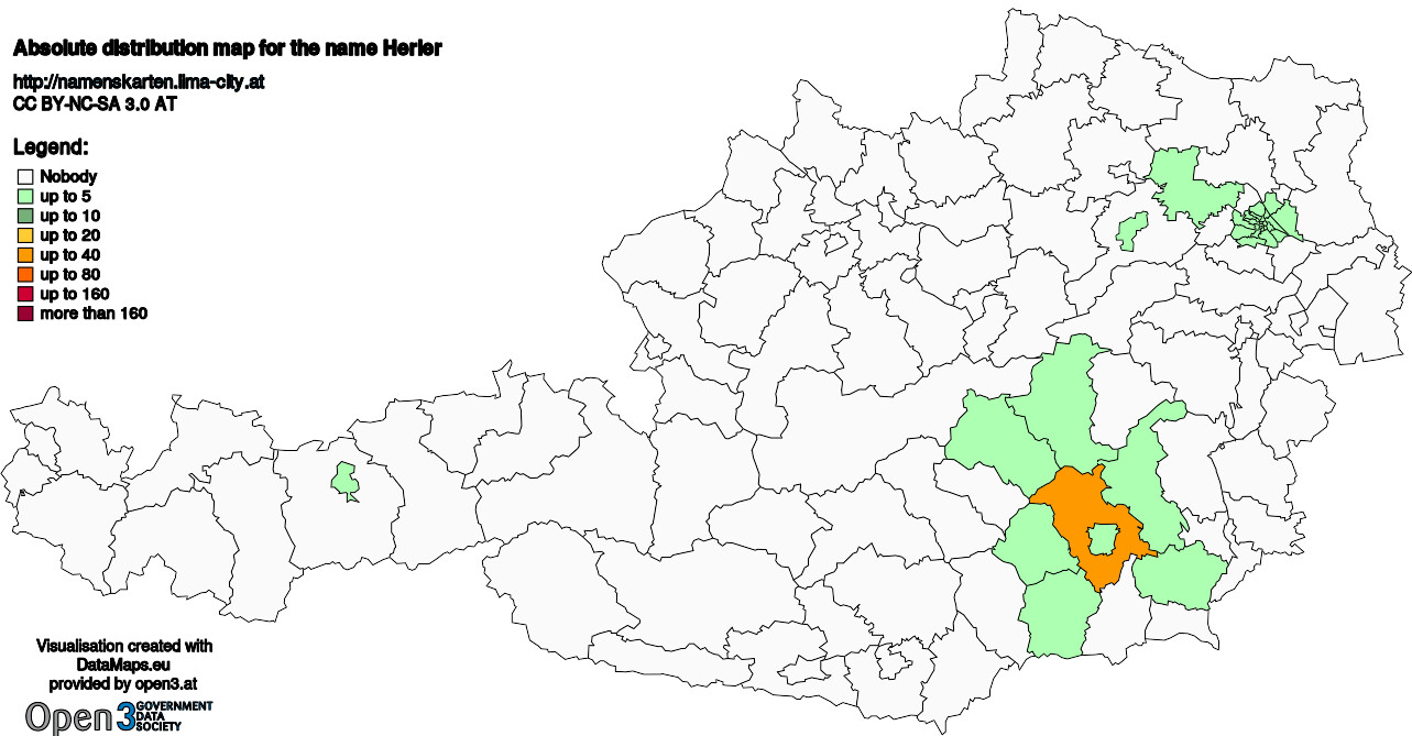 Absolute Distribution maps for surname Herler