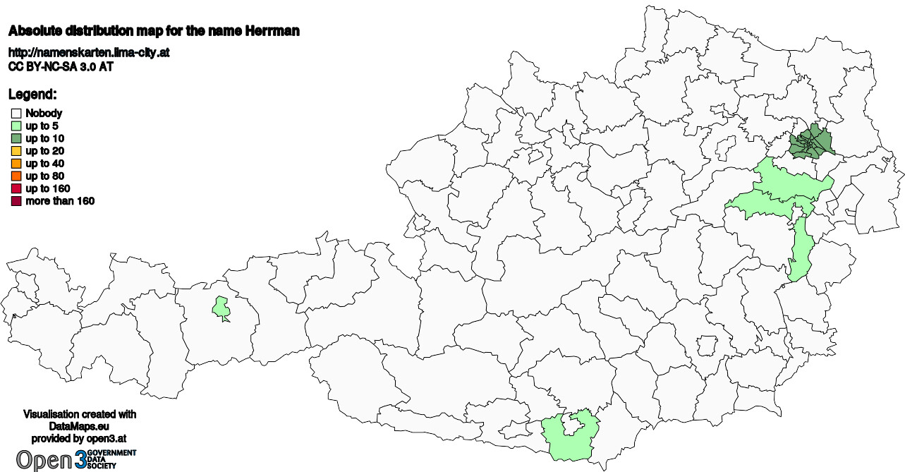 Absolute Distribution maps for surname Herrman