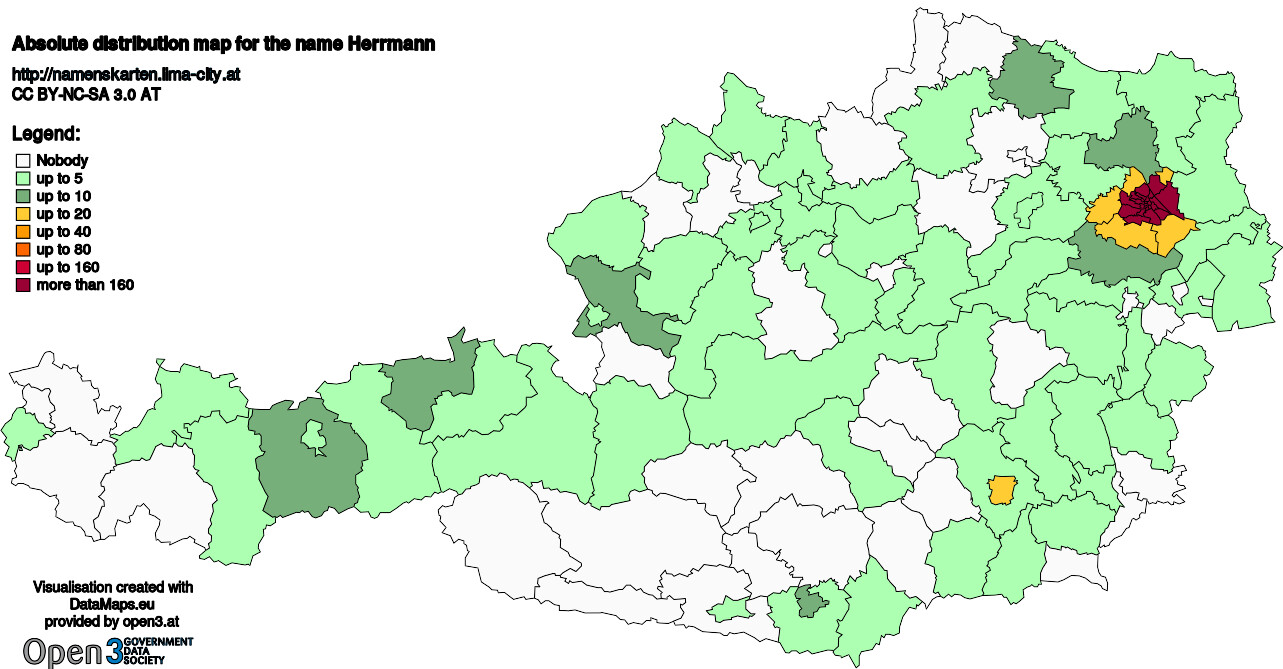 Absolute Distribution maps for surname Herrmann
