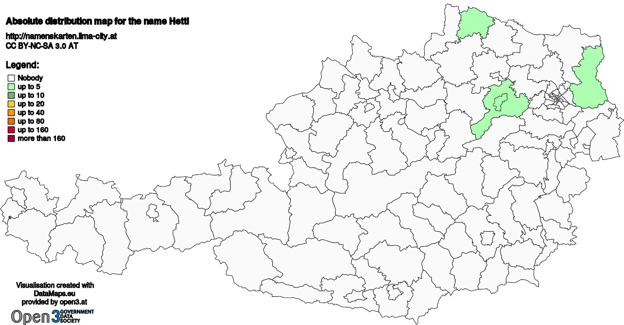 Absolute Distribution maps for surname Hettl