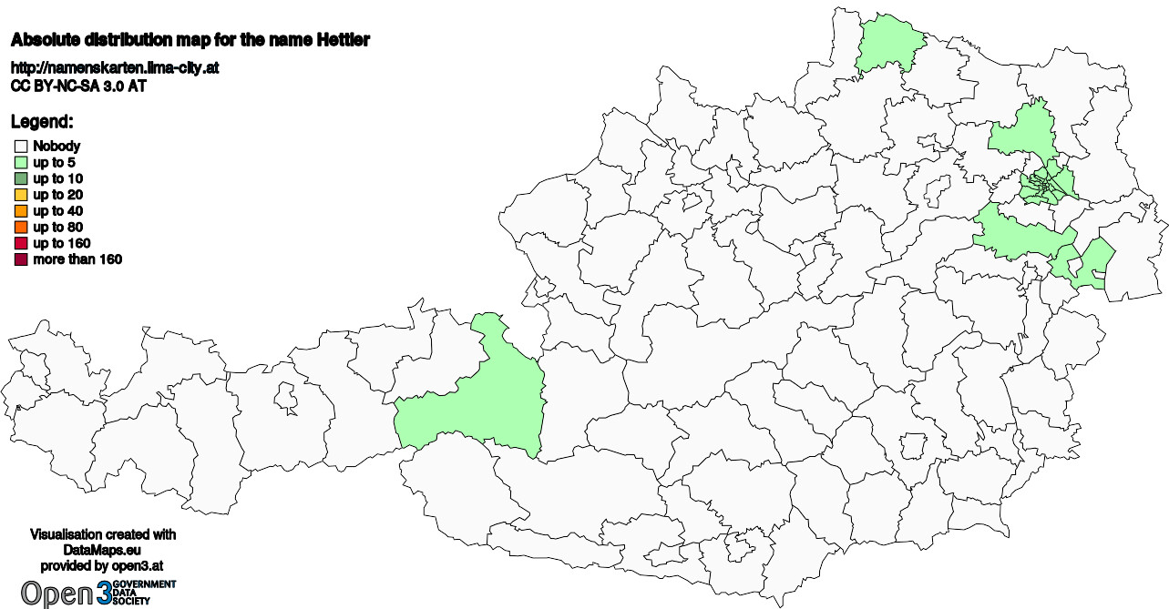 Absolute Distribution maps for surname Hettler