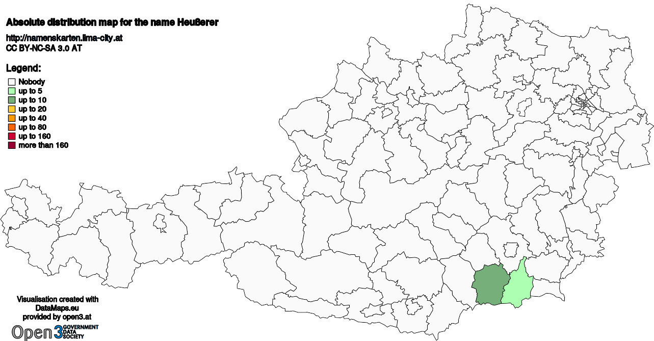 Absolute Distribution maps for surname Heußerer