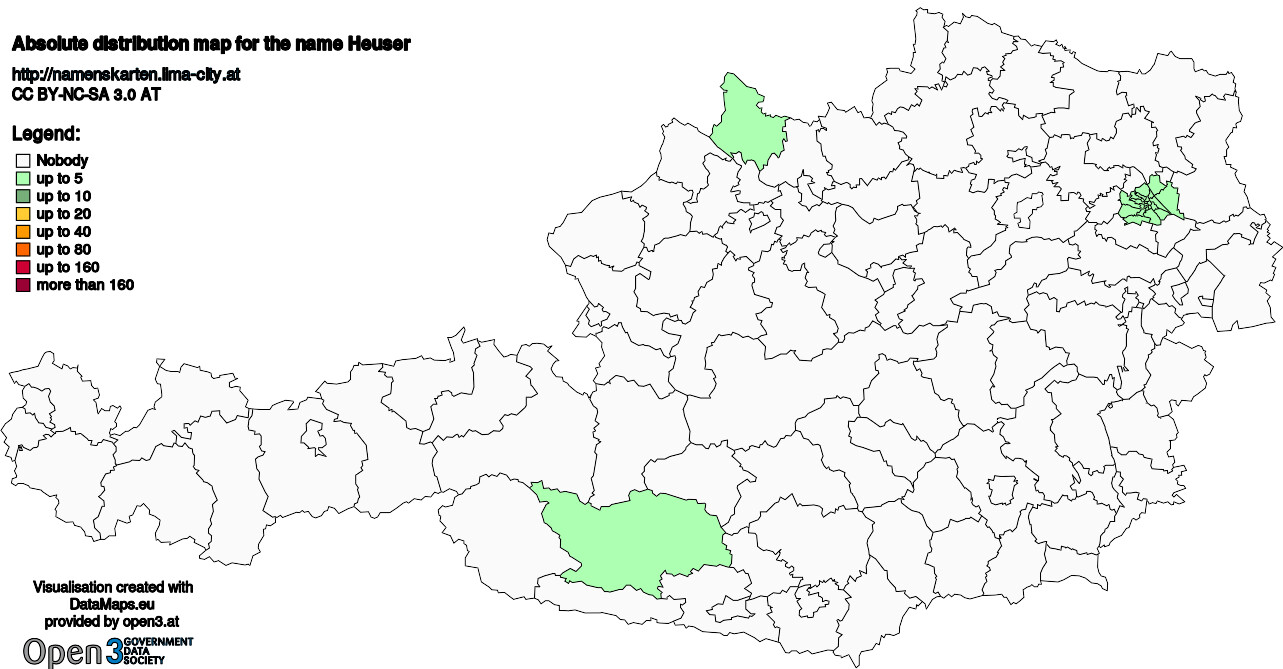 Absolute Distribution maps for surname Heuser