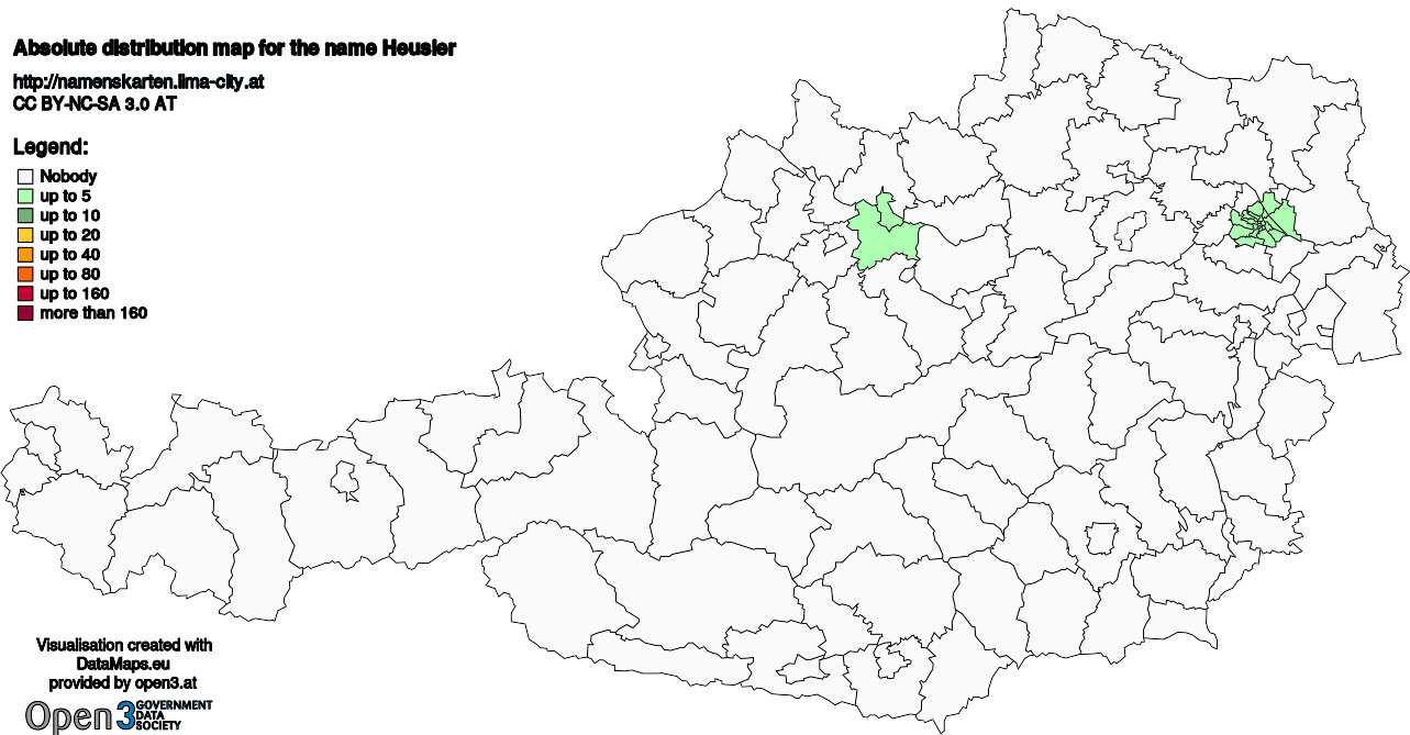 Absolute Distribution maps for surname Heusler