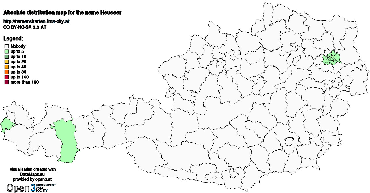 Absolute Distribution maps for surname Heusser