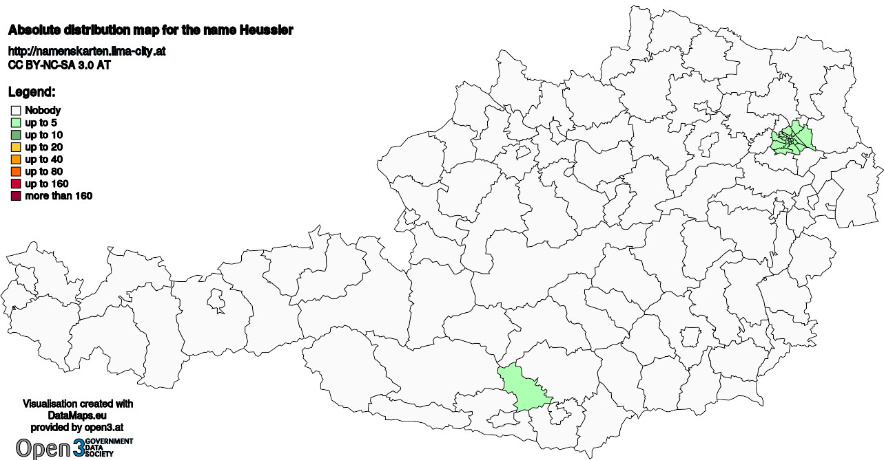 Absolute Distribution maps for surname Heussler