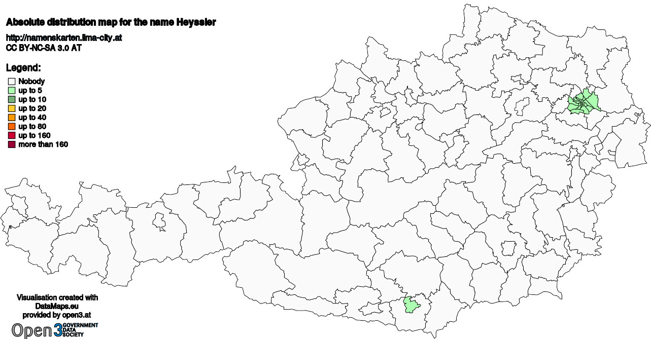 Absolute Distribution maps for surname Heyssler