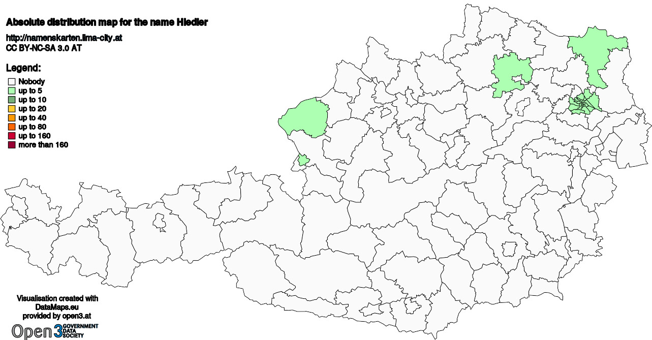 Absolute Distribution maps for surname Hiedler