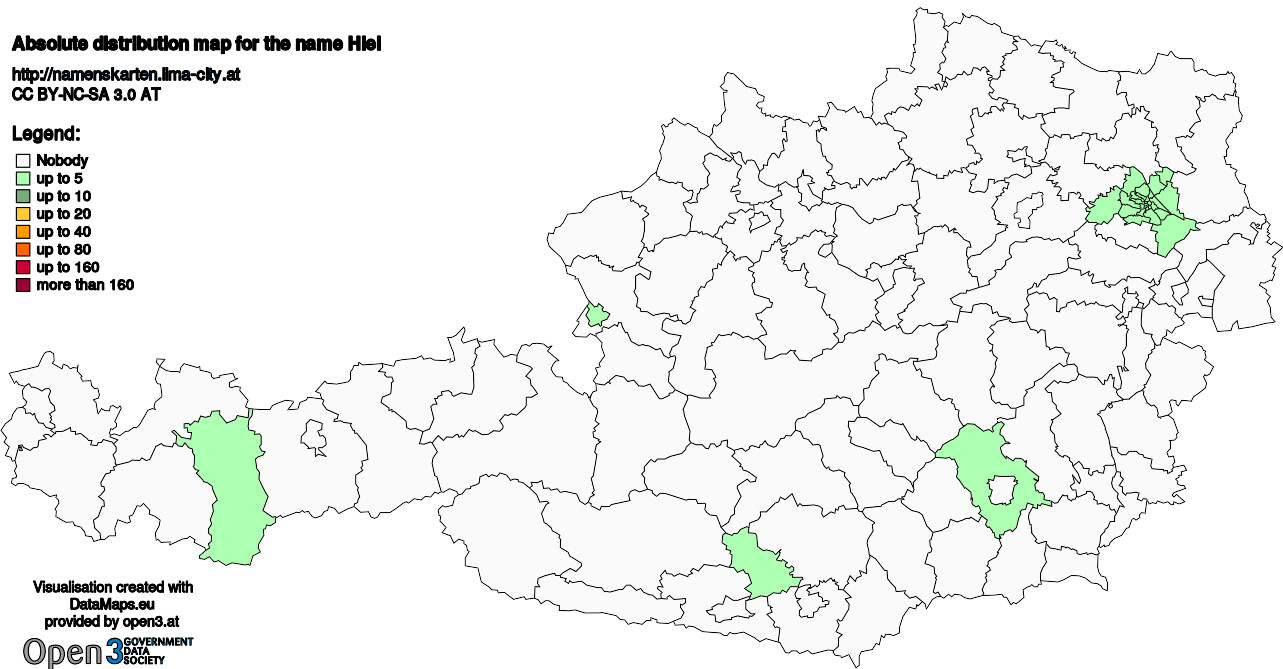 Absolute Distribution maps for surname Hiel