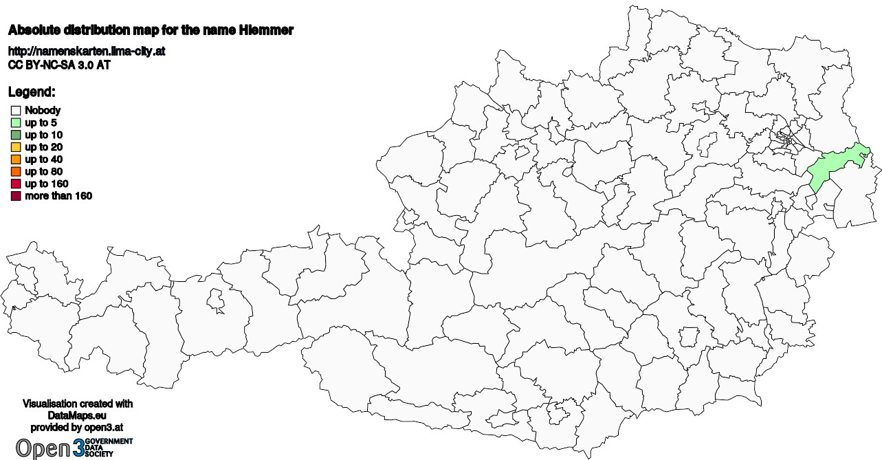 Absolute Distribution maps for surname Hiemmer