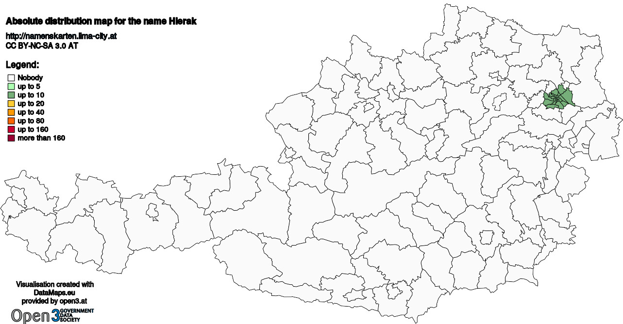 Absolute Distribution maps for surname Hierak