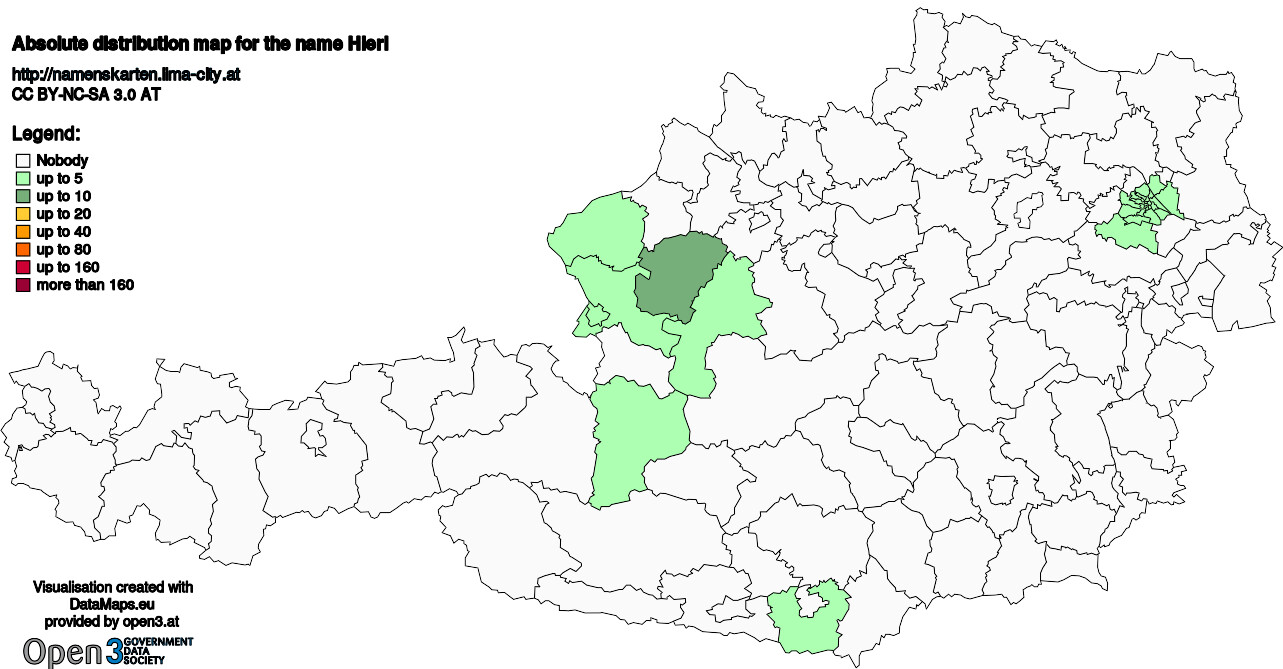 Absolute Distribution maps for surname Hierl