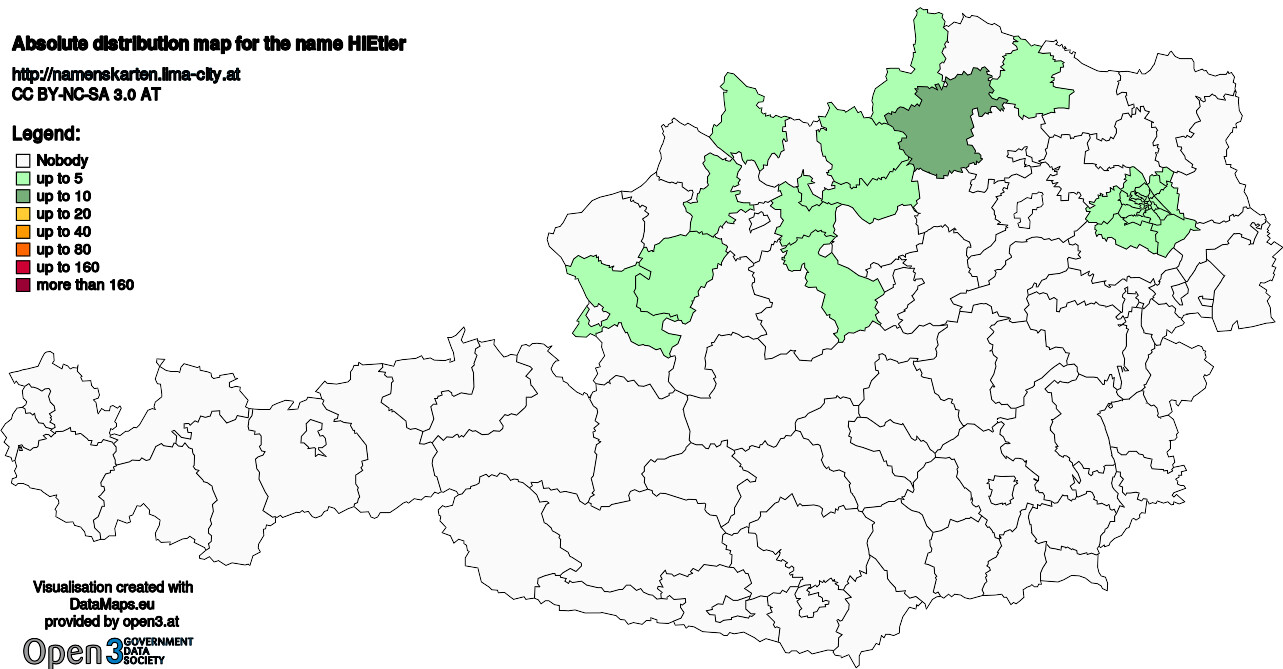 Absolute Distribution maps for surname Hietler