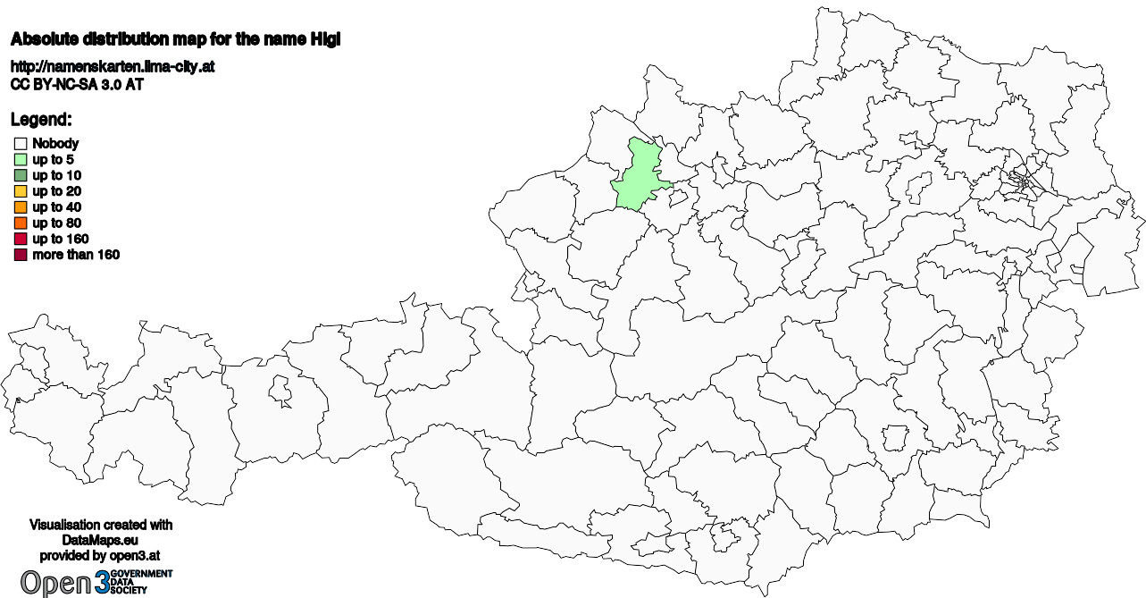 Absolute Distribution maps for surname Higl