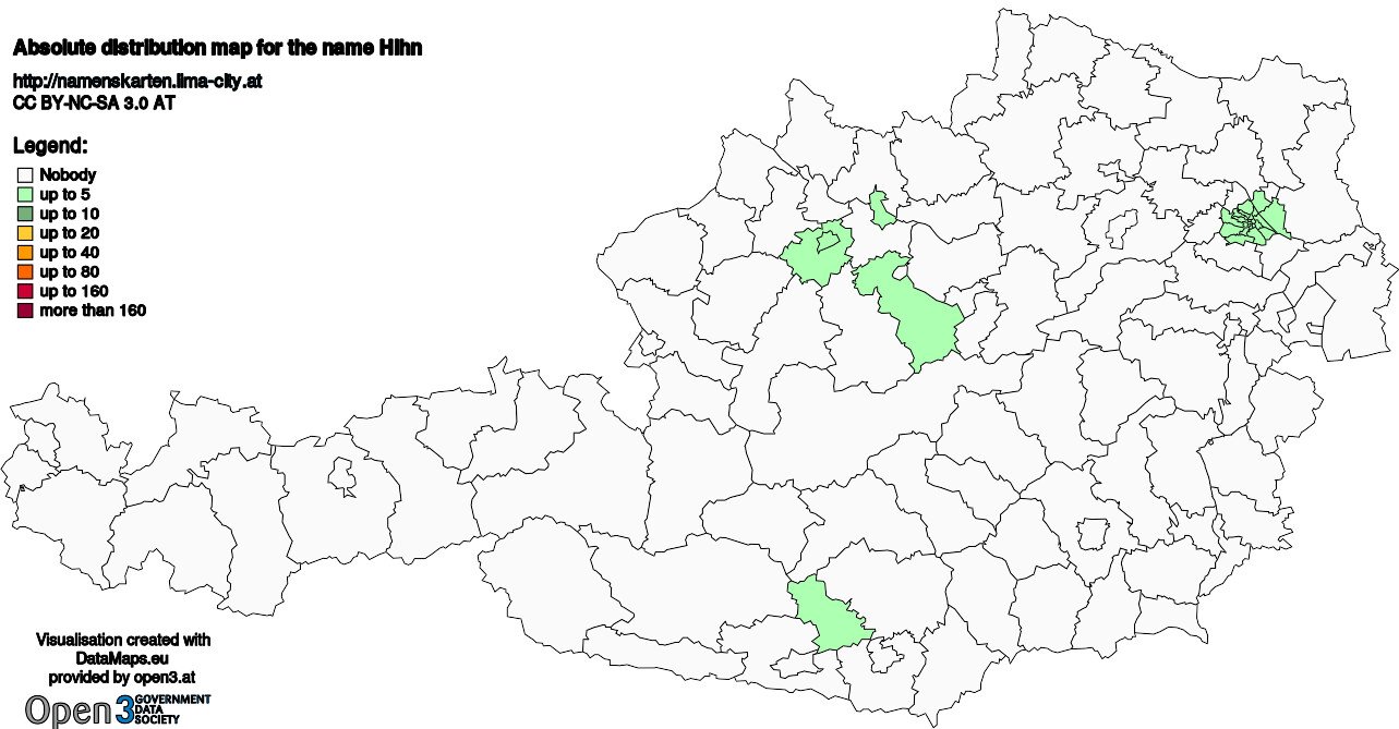 Absolute Distribution maps for surname Hihn