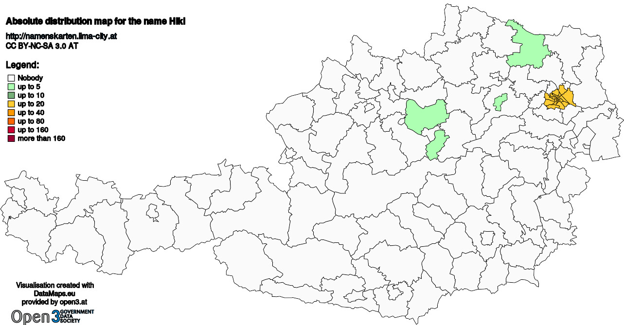 Absolute Distribution maps for surname Hikl