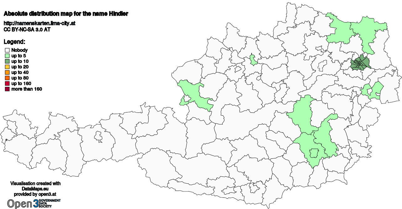 Absolute Distribution maps for surname Hindler