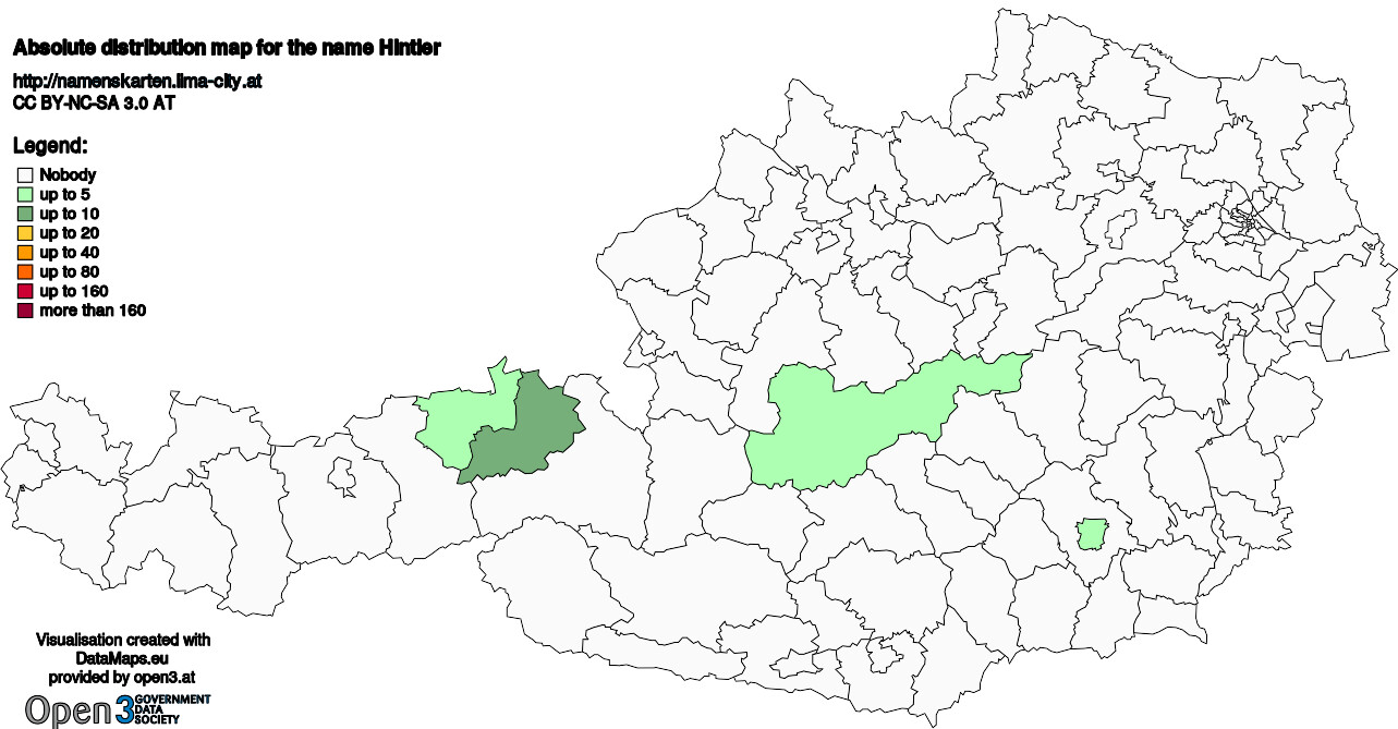 Absolute Distribution maps for surname Hintler