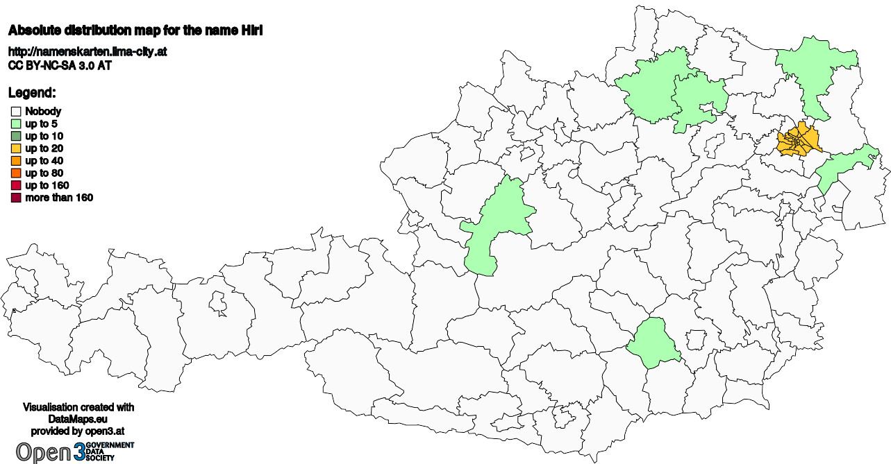 Absolute Distribution maps for surname Hirl