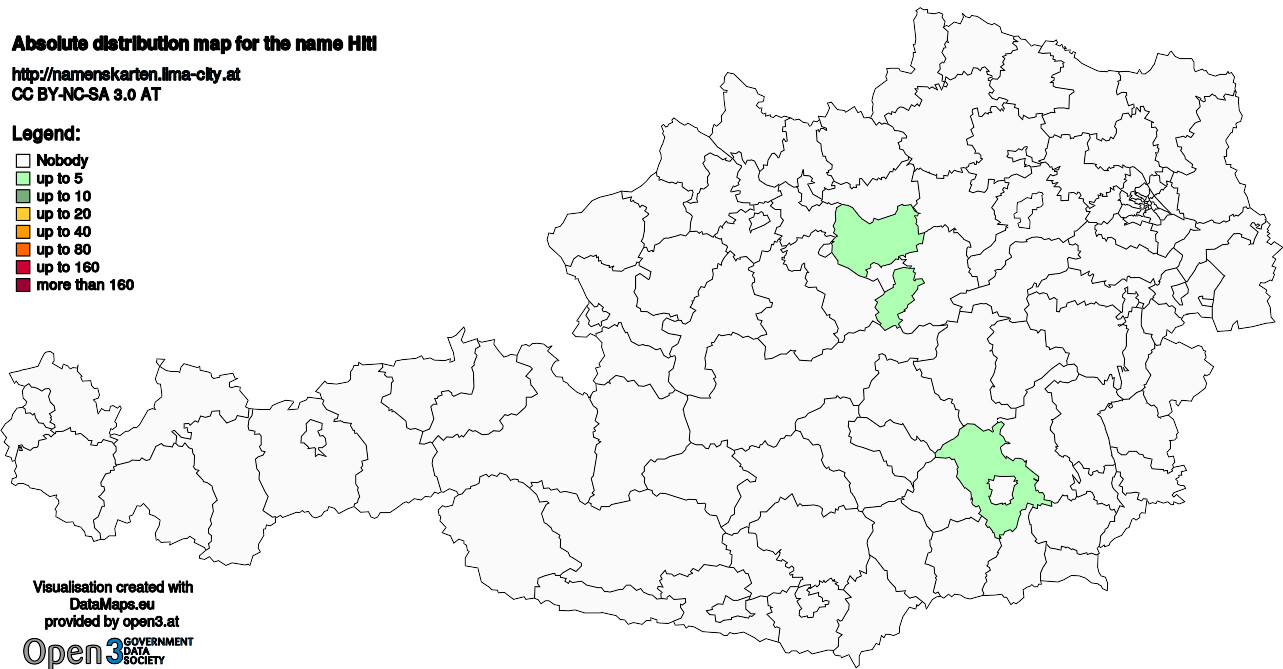 Absolute Distribution maps for surname Hitl