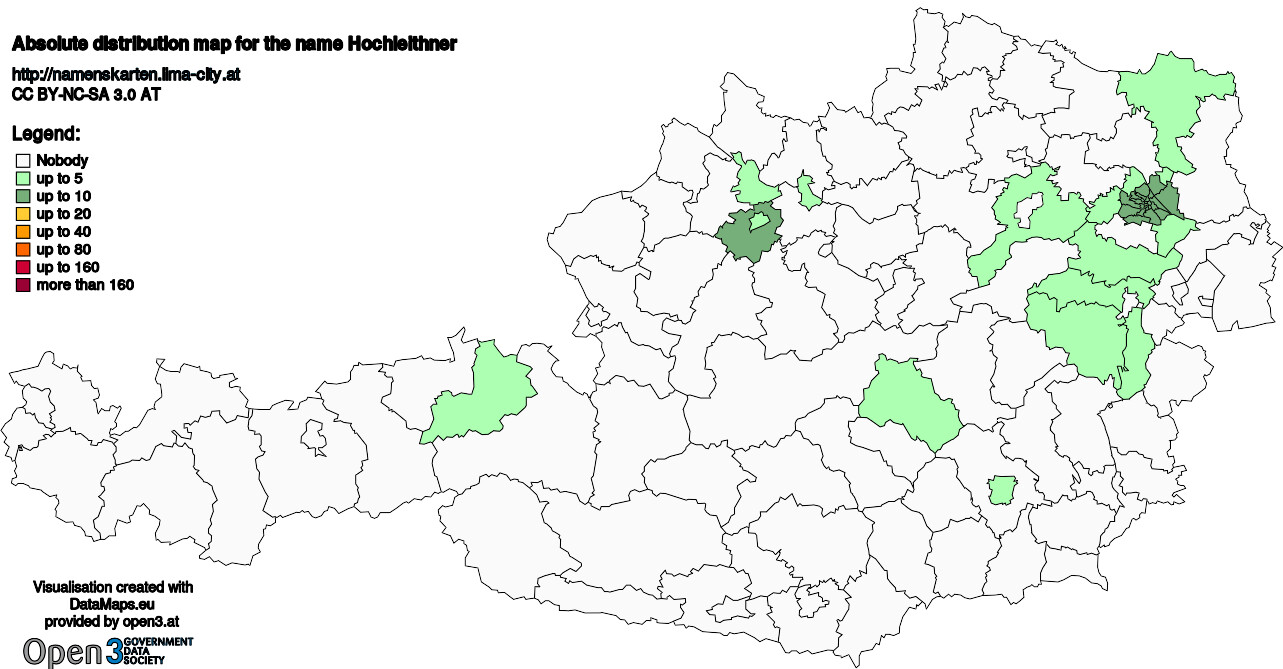 Absolute Distribution maps for surname Hochleithner