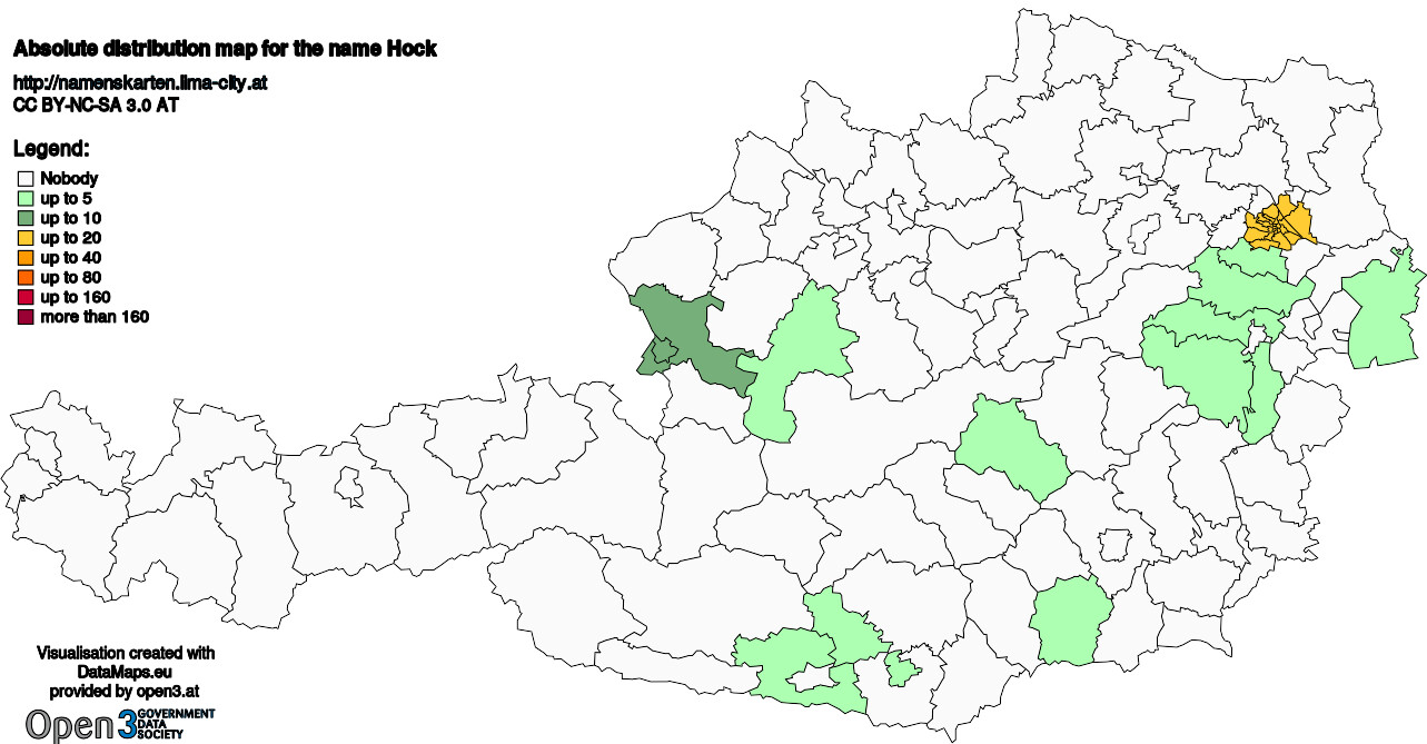 Absolute Distribution maps for surname Hock