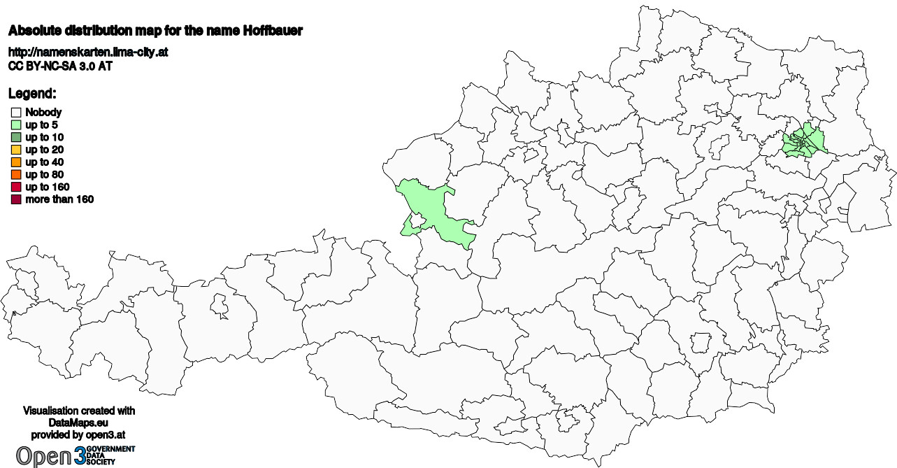 Absolute Distribution maps for surname Hoffbauer