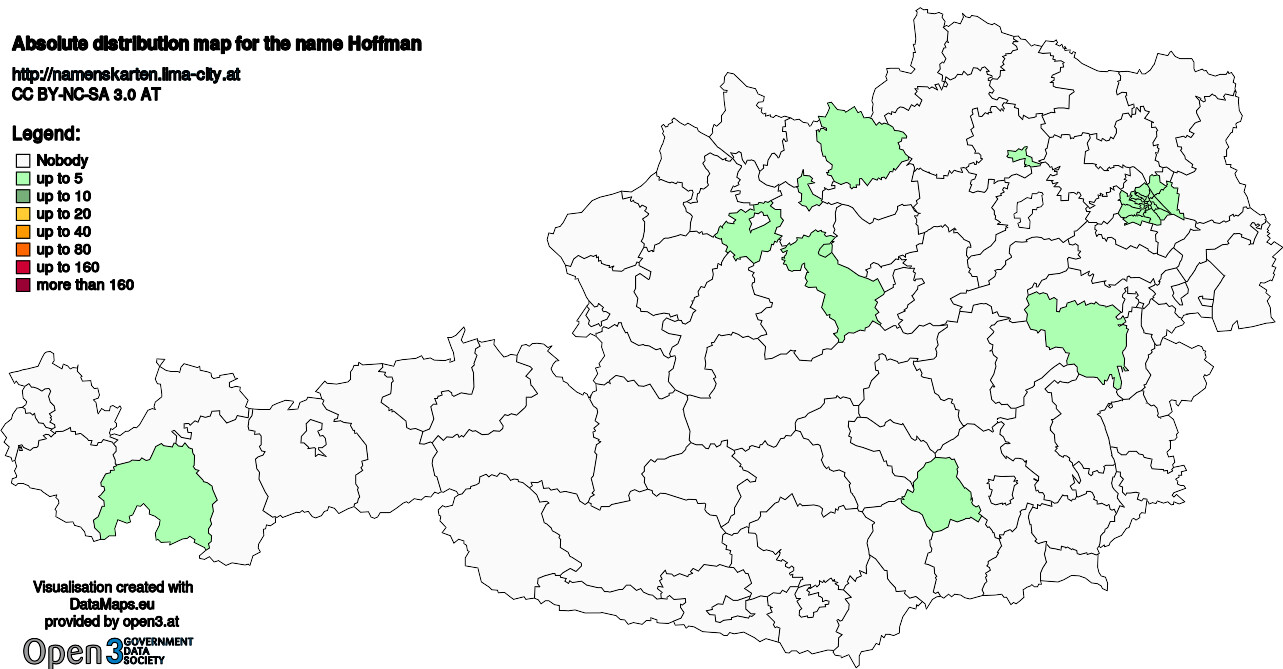Absolute Distribution maps for surname Hoffman