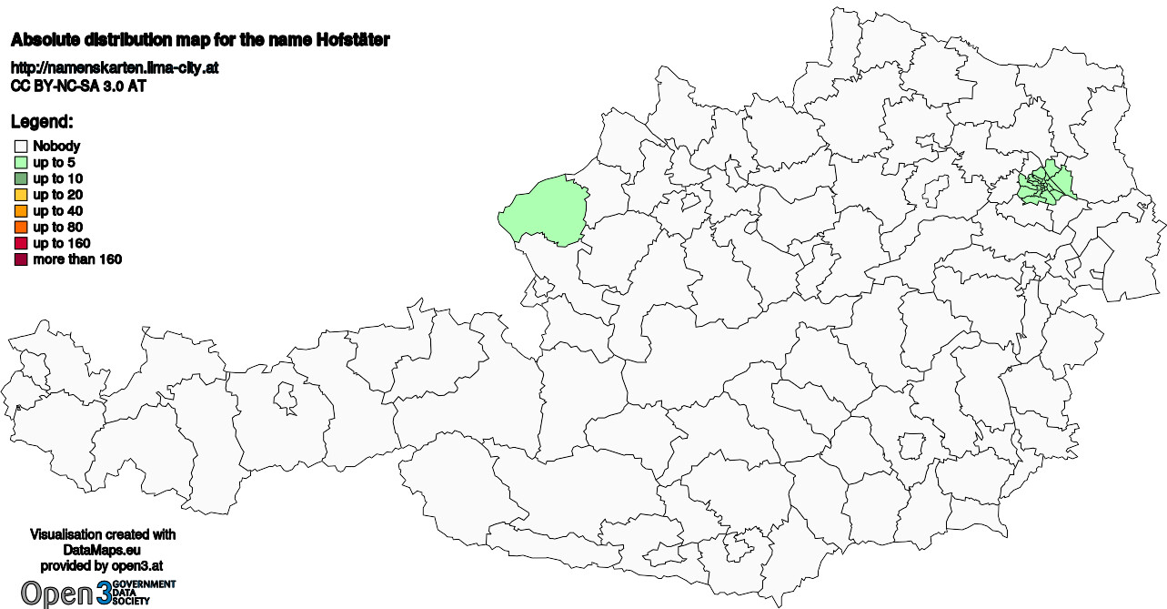 Absolute Distribution maps for surname Hofstäter