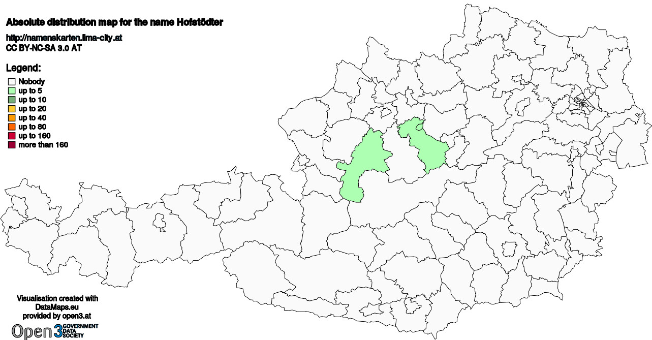 Absolute Distribution maps for surname Hofstödter