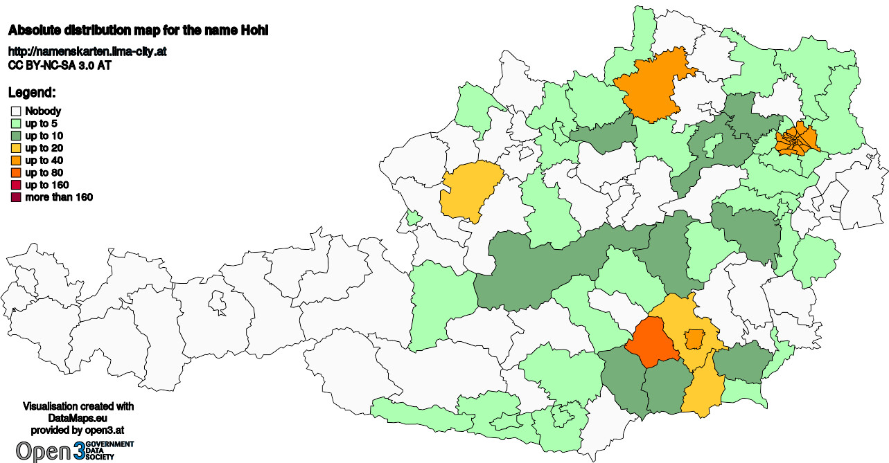 Absolute Distribution maps for surname Hohl