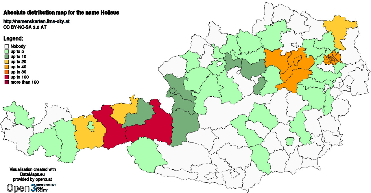 Absolute Distribution maps for surname Hollaus