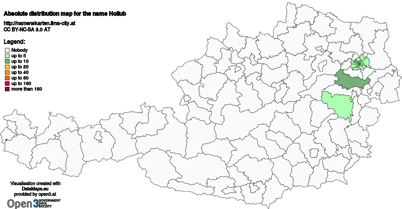 Absolute Distribution maps for surname Hollub