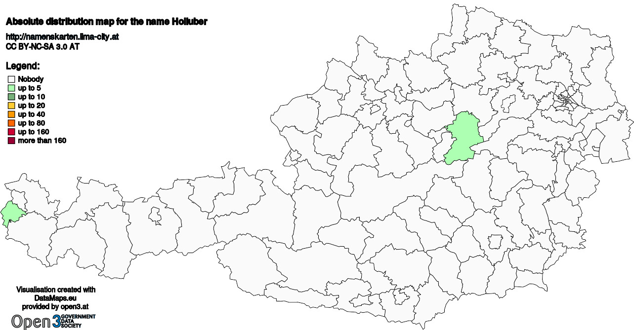 Absolute Distribution maps for surname Holluber