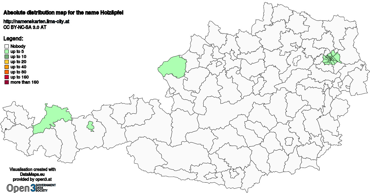 Absolute Distribution maps for surname Holzäpfel