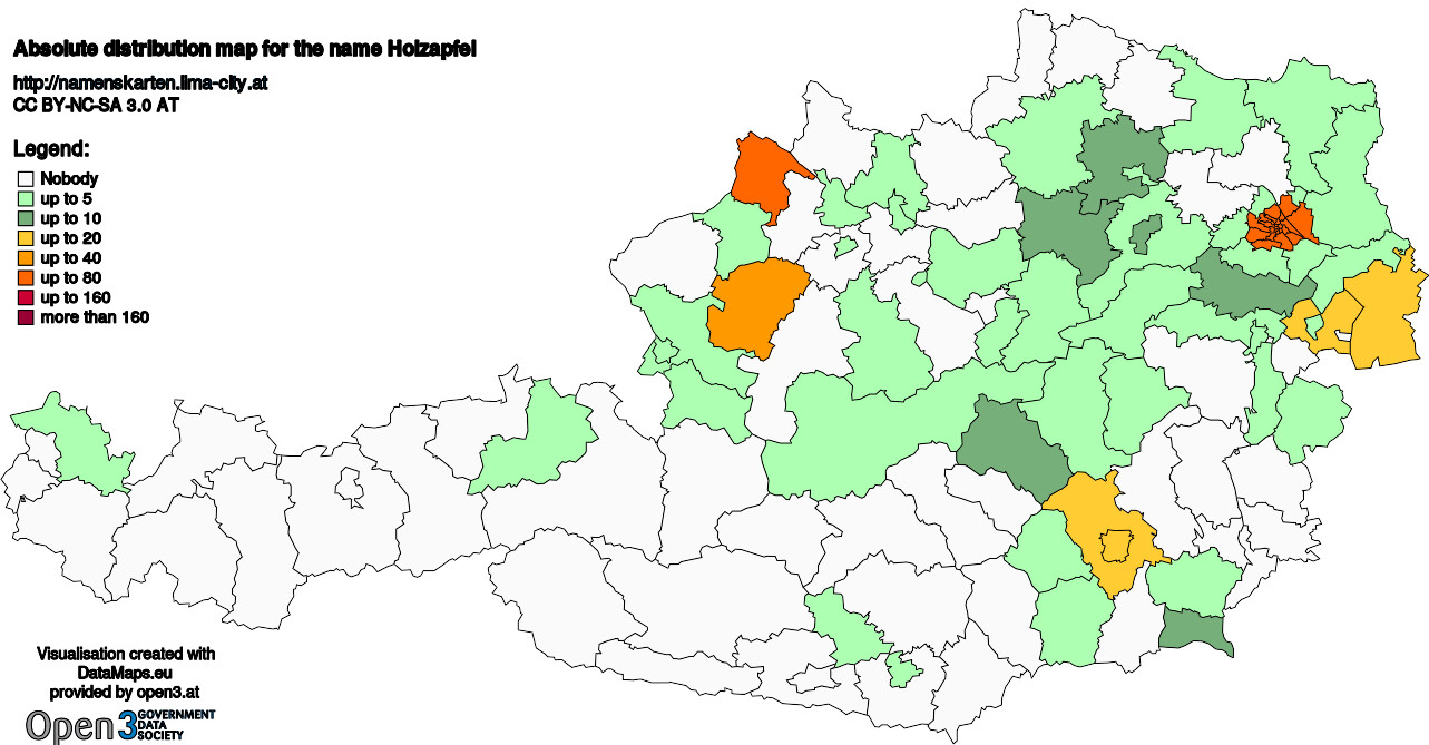 Absolute Distribution maps for surname Holzapfel