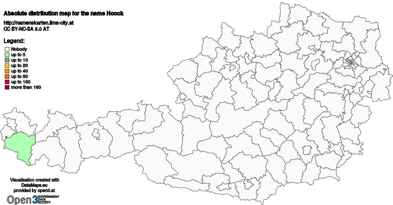 Absolute Distribution maps for surname Hoock