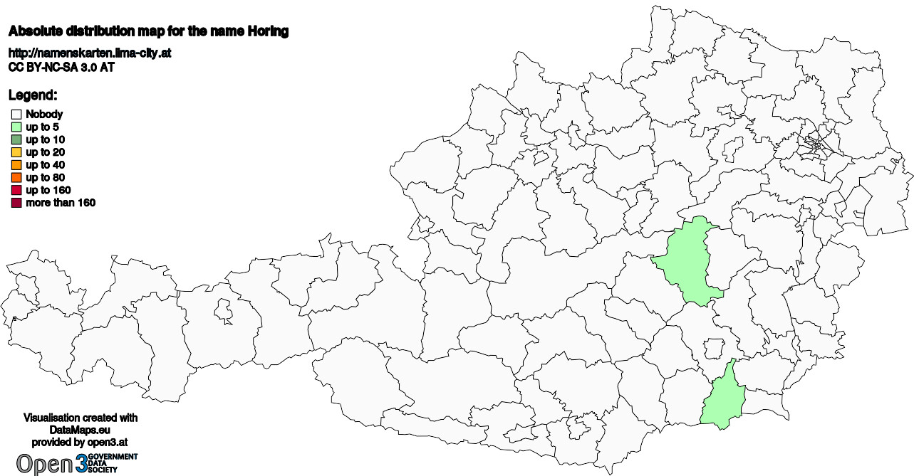 Absolute Distribution maps for surname Horing