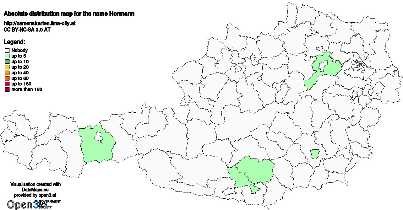 Absolute Distribution maps for surname Hormann