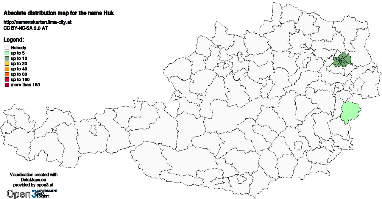 Absolute Distribution maps for surname Huk