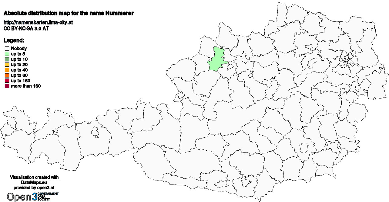 Absolute Distribution maps for surname Hummerer