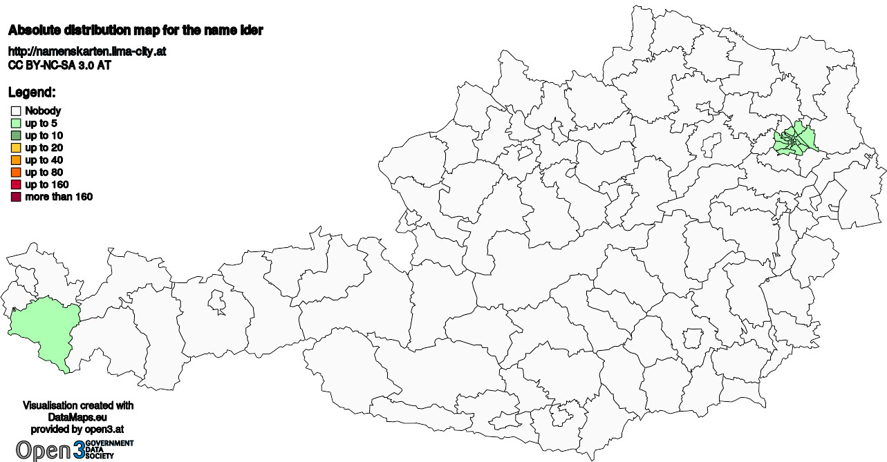 Absolute Distribution maps for surname Ider