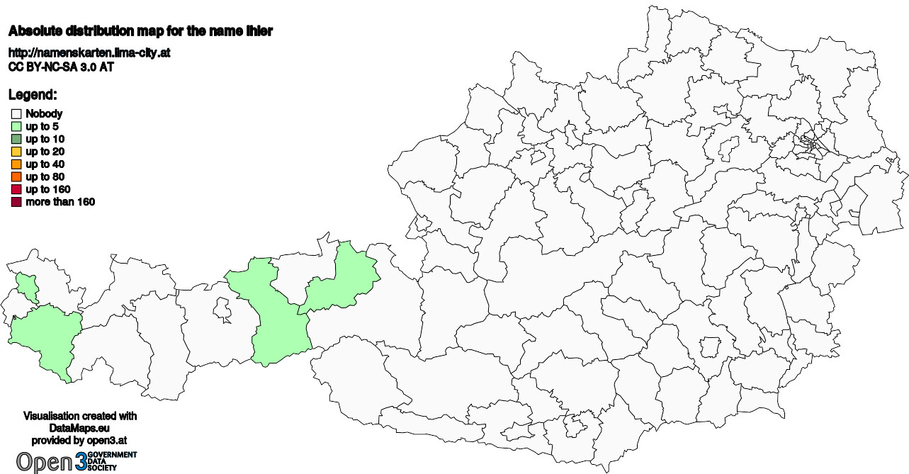 Absolute Distribution maps for surname Ihler