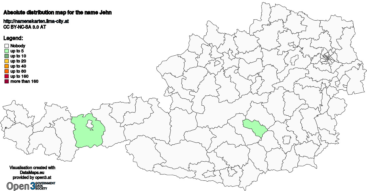 Absolute Distribution maps for surname Jehn