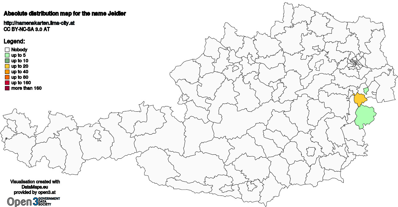 Absolute Distribution maps for surname Jeidler