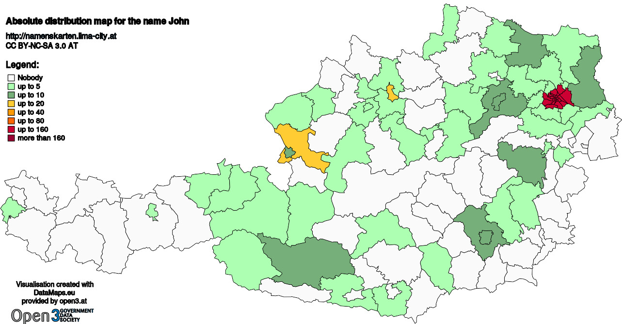 Absolute Distribution maps for surname John